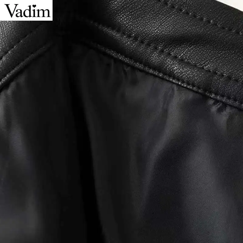 Vadim, Женская стильная мини-юбка из искусственной кожи, на молнии, украшенная карманами, черный, зеленый цвет, базовая женская повседневная юбка, mujer BA880