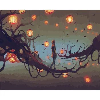 

Frame DIY Painting By Numbers Light Trees Picture By Numbers Acrylic Paint On Canvas Handpainted Home Wall Decors Gift