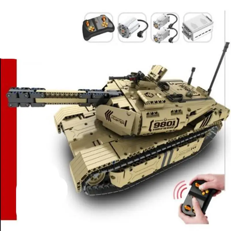 Модель танка наборы игрушек военный Rc M1a2 Танк расстояние 50 м может вращаться Запуск строительные блоки игрушки в комплекте с 9801 - Цвет: without box