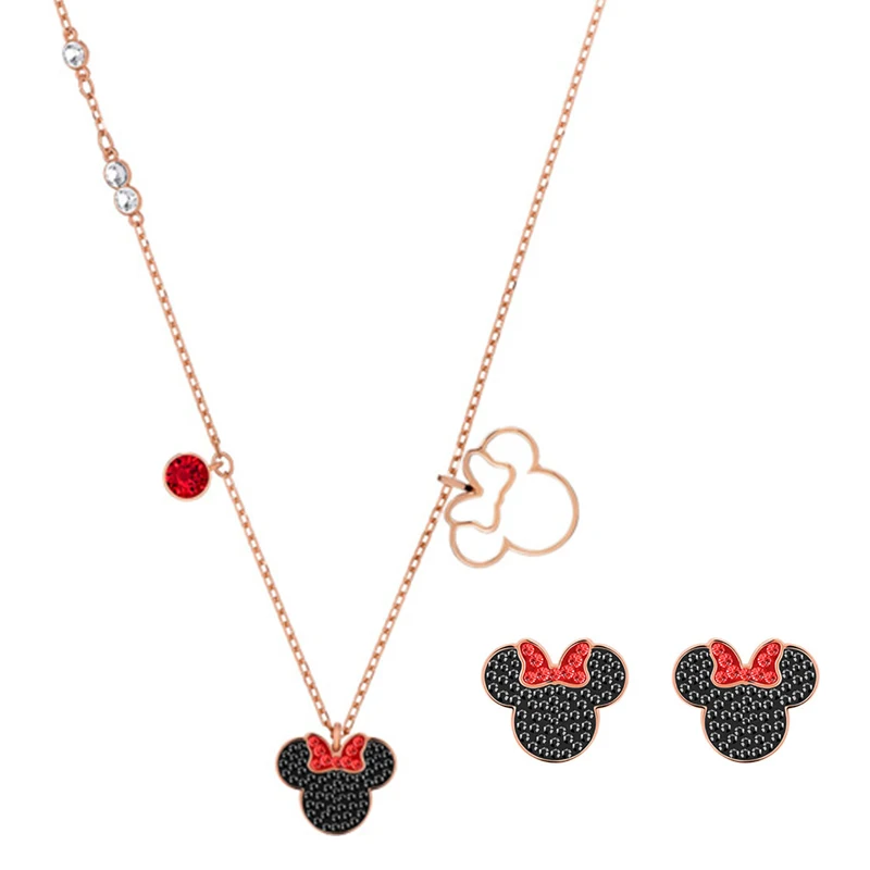 High Quality Original SWAN Cute Playful Cartoon Mouse Shape Necklace Bracelet Earrings DIY Suit Women Jewelry Gift Free Shipping - Gem Color: 3