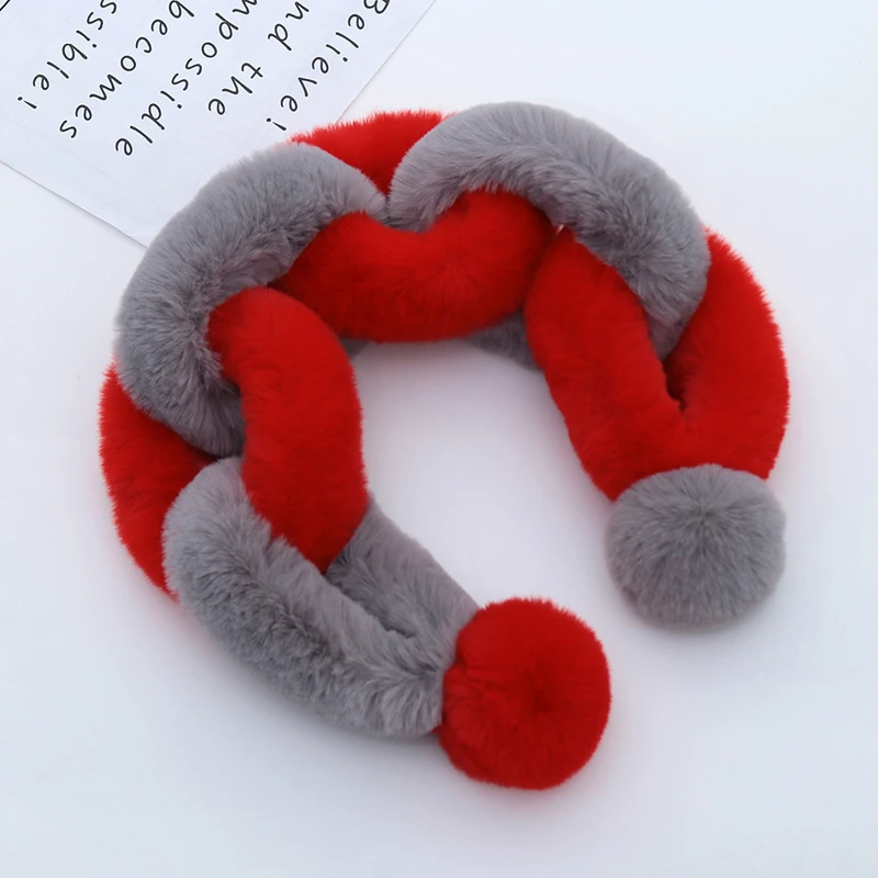 Kids Girls Winter Warm Ring Scarf Plush Faux Rabbit Fur Ring Scarves Patchwork Color Collar Wrap Winter Soft Neck Warmer Scarves