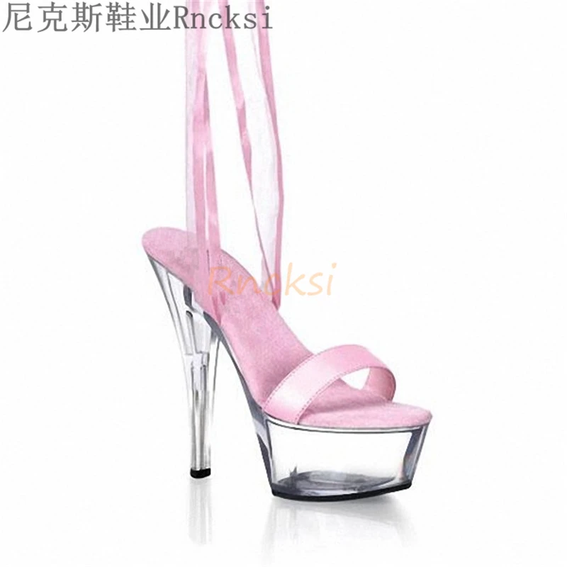 

Rncksi 2021 New Sexy Super High Heels 15CM Stiletto Platform Sandals Transparent Crystal Shoes Wedding Shoes