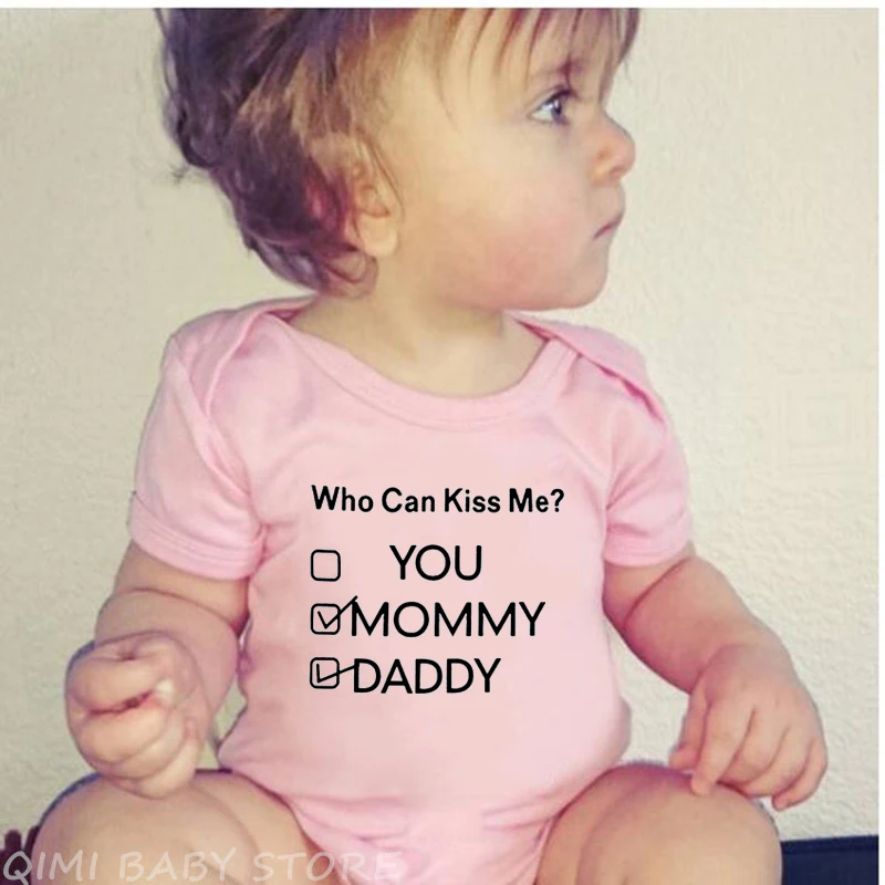 

Who Can Kiss Me Funny Print Newborn Baby Boys Girls Short Sleeve Letter Print Soft Cotton Romper Jumpsuit Baby Clothes 0-24M