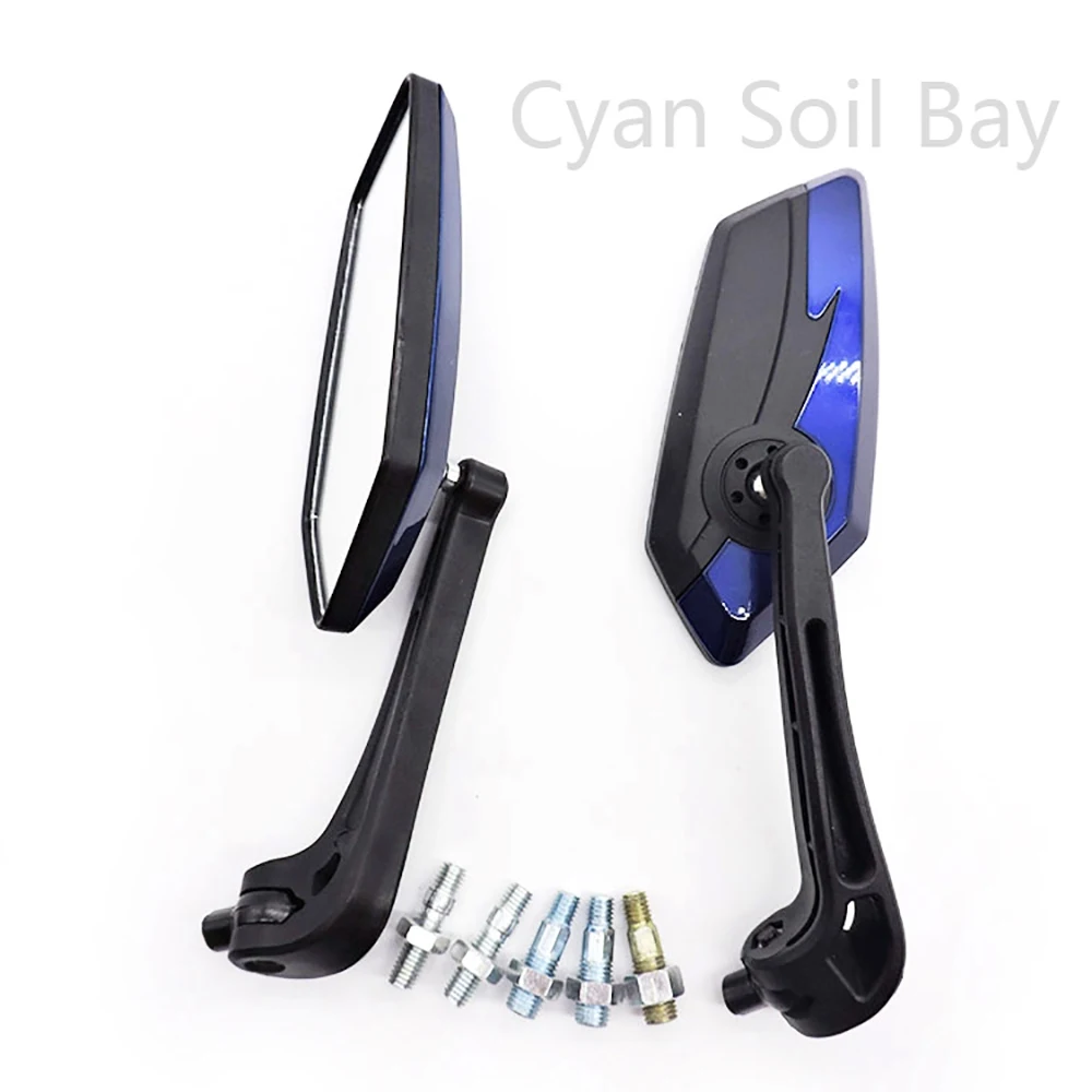 Universial 8mm 10mm Motorcycle Rearview Mirrors Motorbike Side Mirrors for Honda Suzuki Yamaha Kawasaki Scooter KTM Ducati - Цвет: Синий