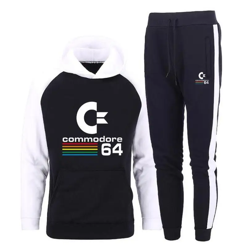 

Conjuntos de ropa de marca para hombre C64, sudaderas informales de dos piezas, sudaderas de algodn para hombre, sudaderas con