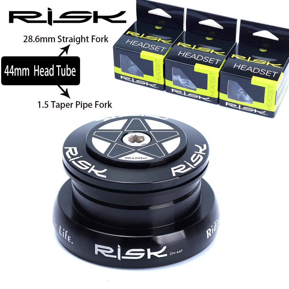 RISK Dual use Bicycle Headset External Bike Headset For 44mm Straight Head Tube With 28.6mm Straight Fork or 1.5 Taper Pipe Fork