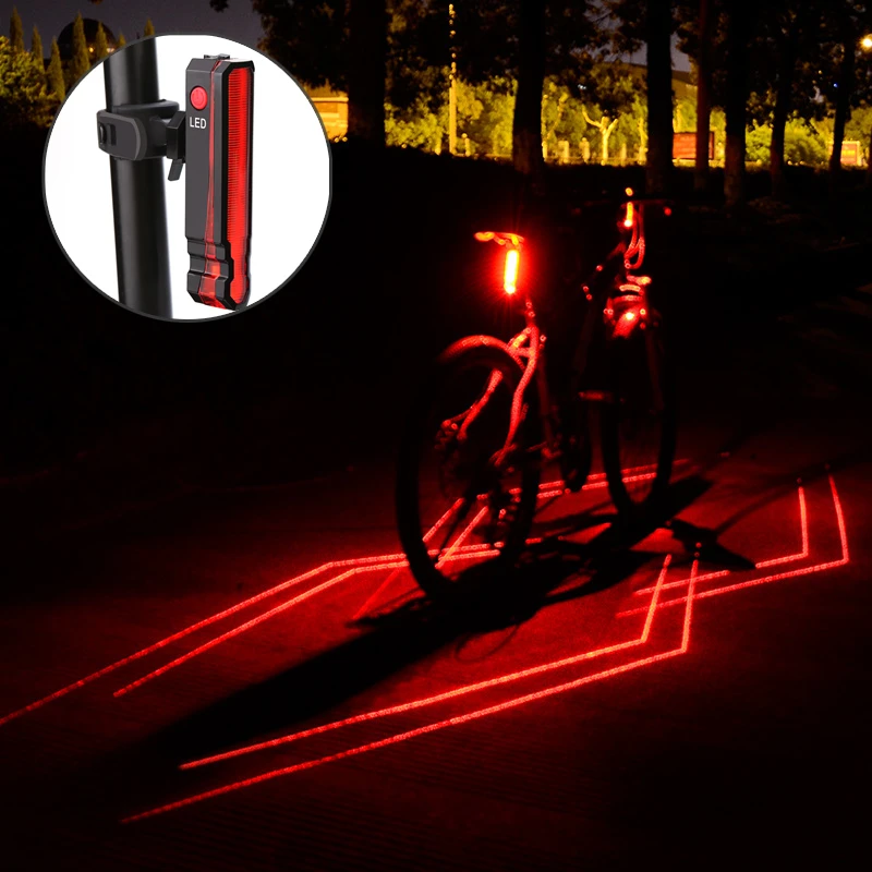 Luz trasera recargable por USB para bicicleta, con batería integrada luz láser de advertencia de para ciclismo montaña carretera|Luz de bicicleta| - AliExpress