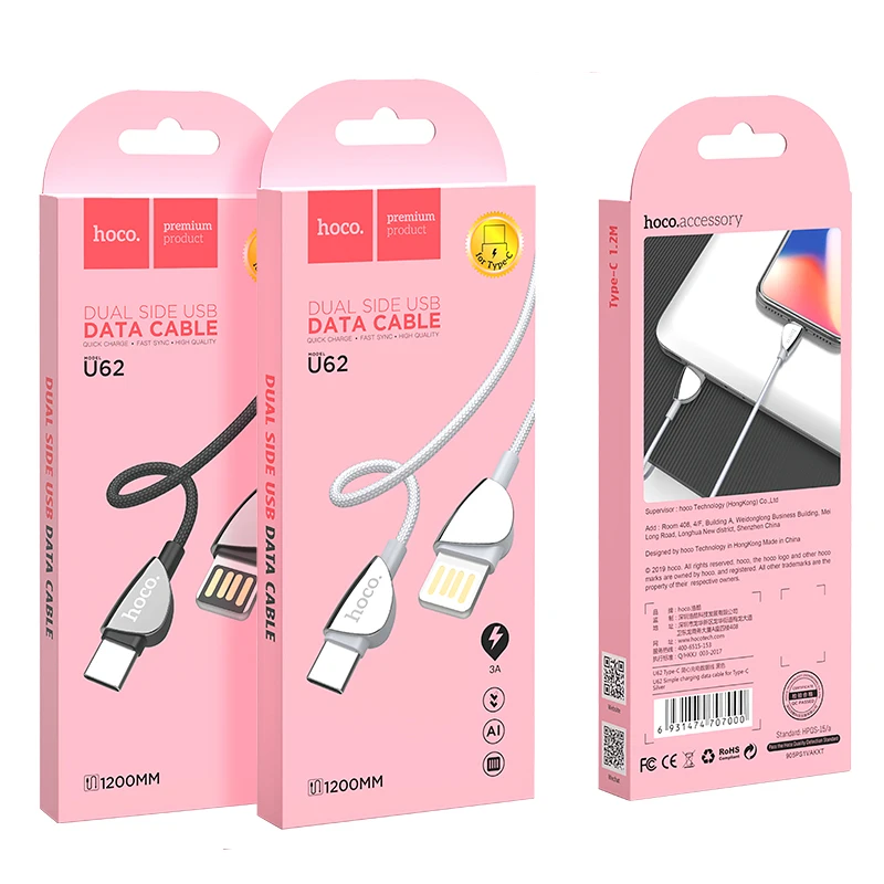 HOCO U62 27 шт./лот 1,2 м нейлоновый USB двусторонний кабель для iPhone кабель Micro кабель для samsung USB кабель зарядное устройство провод