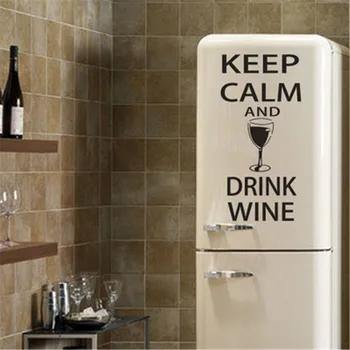 High Quality Creative Refrigerator Black Sticker Keep Calm And Drinkwine Wall Stickers Home Decoration Kitchen Art Mural