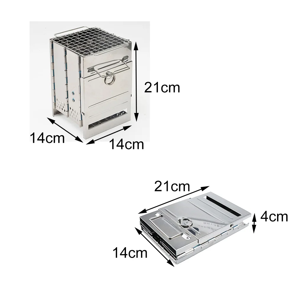 Cooking Picnic Stainless Steel Practical Lightweight Outdoor Mini Wood Burning Barbecue Stove Folding Portable Backpacking