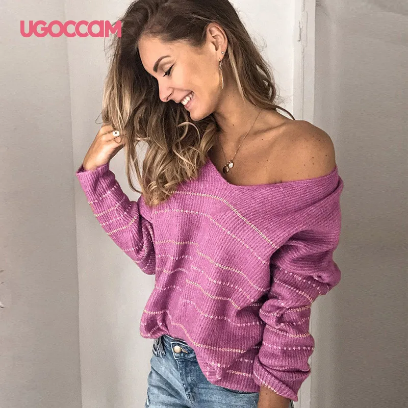 UGOCCAM, Женская полосатая блузка, рубашка, Повседневная, длинный рукав, блузка, v-образный вырез, Рубашки, Топы, блузки, осень, Chemisier Femme Blusas Mujer de Mo