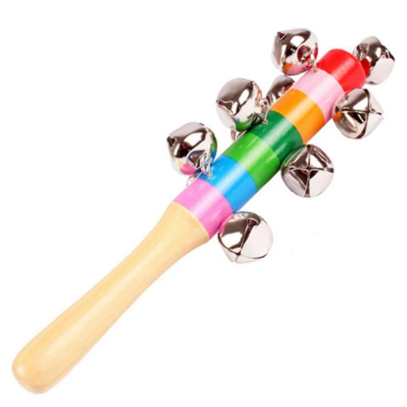 1 случайная детская погремушка колокольчики Радужный ручной Колокольчик детская деревянная погремушка шейкер погремушка обучающие игрушки