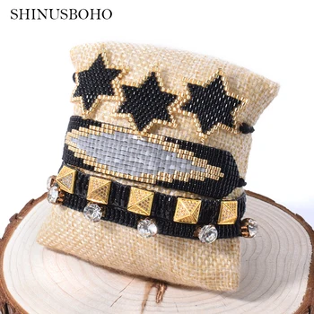 

Star Lucky Charm Bracelets For Women Black MIYUKI Beaded Bracelet Rivet Pulseras Mujer Moda 2020 Handmade Fashion Jewelry