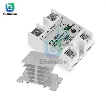 

1 Set SSR -10AA 25AA 40AA 100AA AC control AC SSR white shell Single phase Solid state relay With Heat Sink