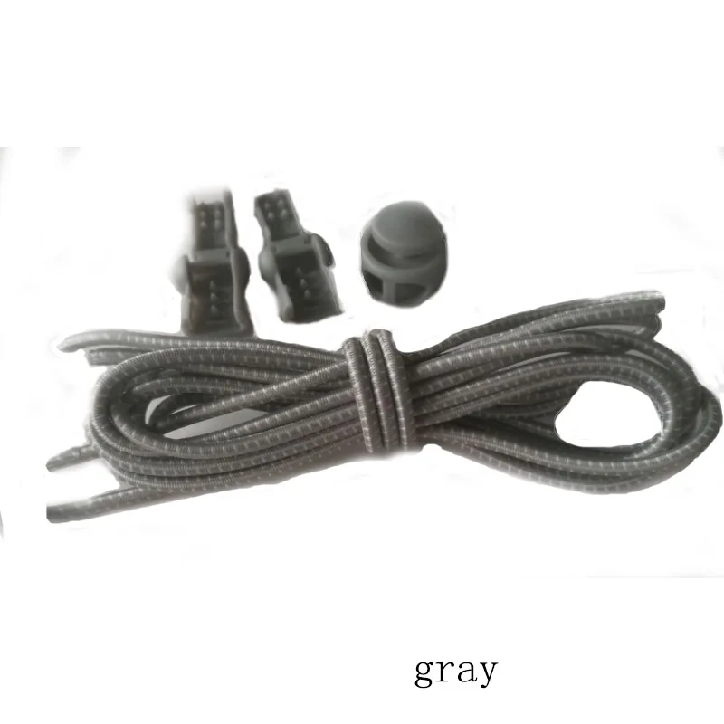 gray 2 пары 20 цветов эластичные круглые пряжки для детей и взрослых ленивый резиновый шнурок - Цвет: gray