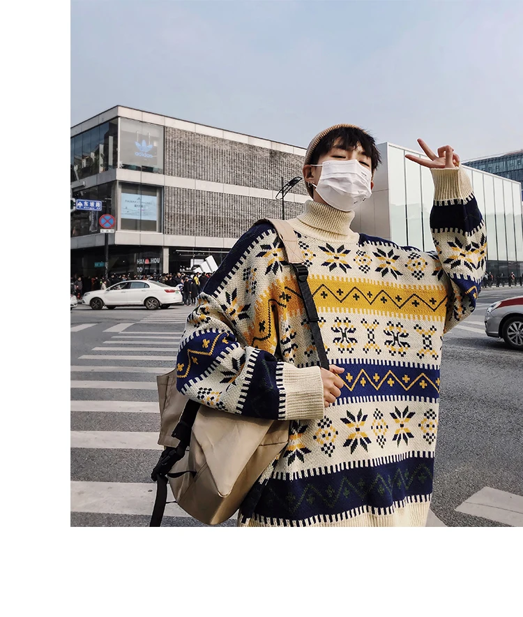 Liketkit, Мужская водолазка, свитера,, для мужчин, с принтом, контрастный цвет, рукав летучая мышь, свитера, мужские, большие размеры, вязаные, Осенние Пуловеры