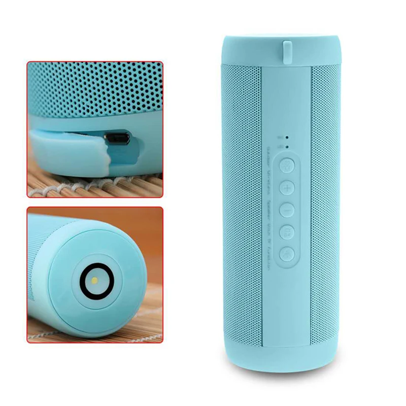 Wireless Mini Column T2 Waterproof Bluetooth Speaker Portable Outdoor Sports FM Stereo Hi-Fi Box 3D BASS high Volume
