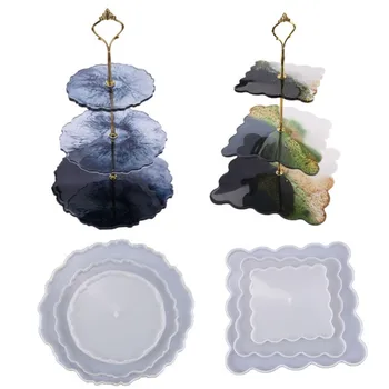 

3PCS Round Square Coaster Molds for Resin Casting Silicone Coaster Molds for Cake Holder Resin Tray Coaster Mold Kit with Sticks