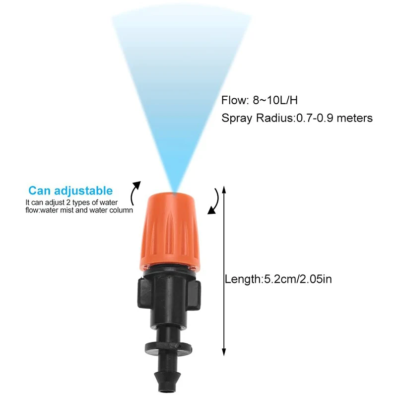 50 Pcs Drip Irrigation Spray Nozzle, Water Spray Nozzle, Adjustable in 2 Modes: Water Mist and Water Column CNIM Hot