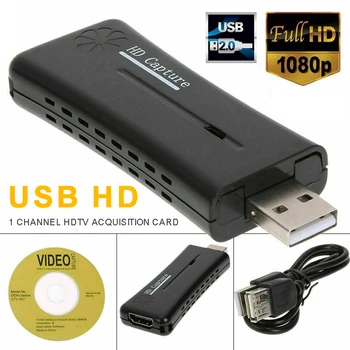 

POHIKS 1pc Mini Portable HDMI Video Capture Card High Speed USB 2.0 1080P HD Acquisition Cards With CD For Computer RF