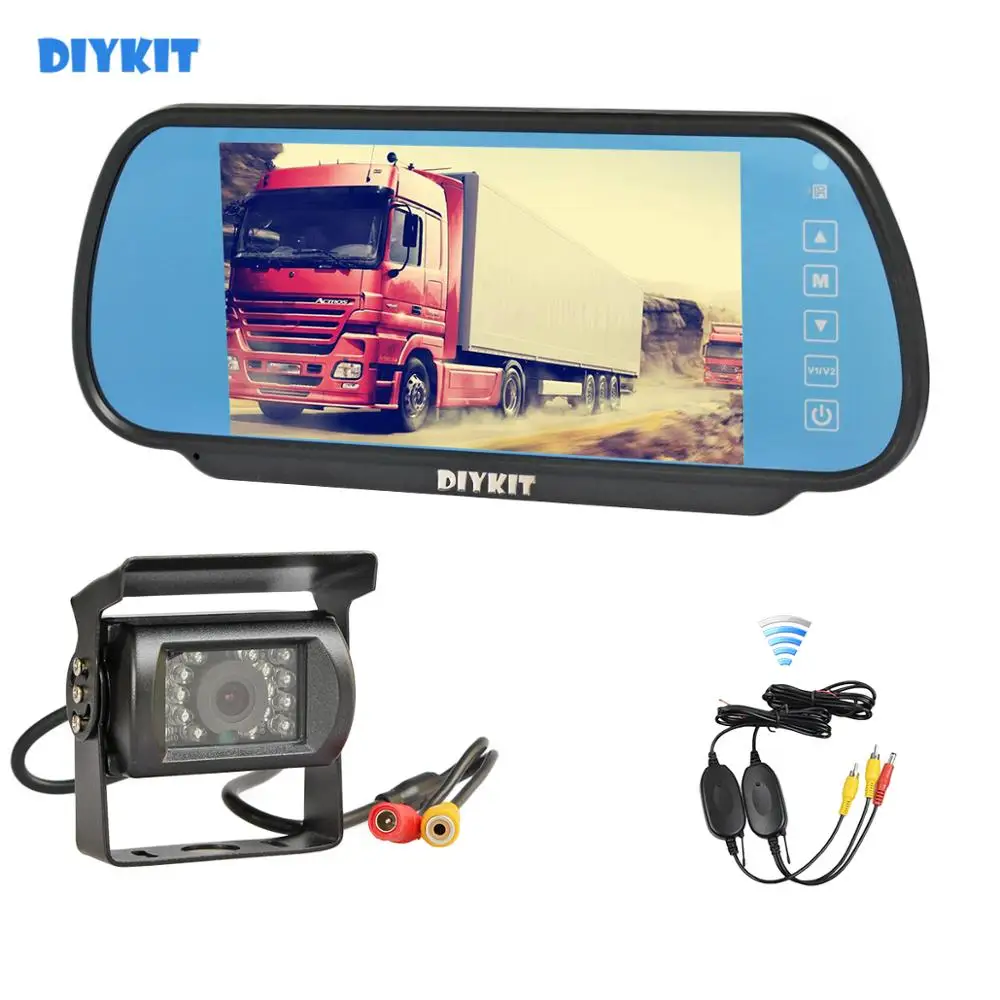 Зеркало-монитор DIYKIT 12 в пост. Тока 7 дюймов HD водонепроницаемый CCD камера заднего