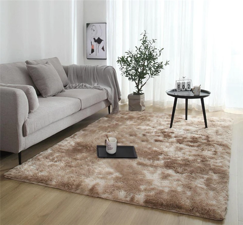 Fashion European Long Hair Bedroom Fur Carpet Bay Window Bedside Mat Washable Personality Blanket Gradient Color Living Room Rug