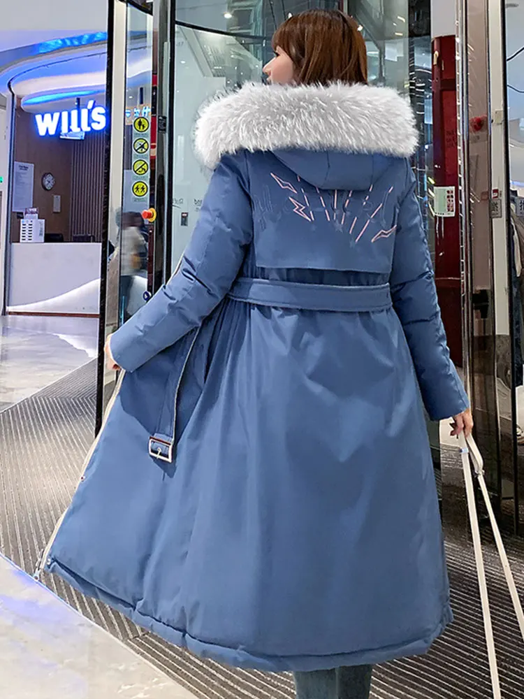 Вниз хлопок женские парки длинные толстые и теплые зимние 2020 куртка размера плюс