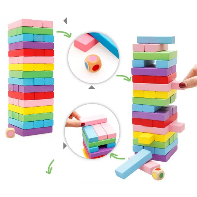 Деревянные укладки настольные игры строительные блоки для детей-48 шт R7RB