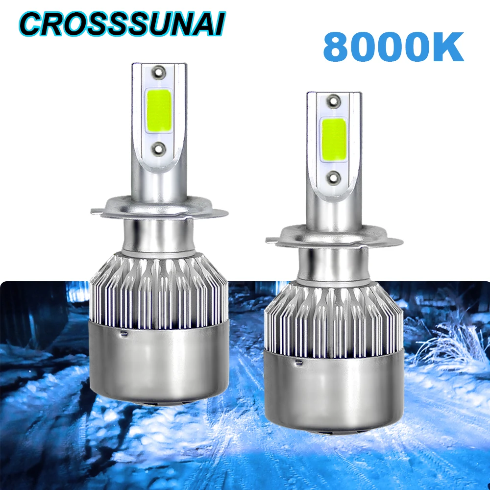 8000K C6 автомобилей головной светильник светодиодный H7 H4 H1 9005 9006 9007 H13 HB2 HB3 HB4 светодиодный авто лампы 60 Вт 8000LM автомобильный светильник лампы 12V 24V голубой цвет