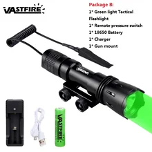 Тактический фонарь зеленый светодиодный фонарь XM-L T6 1200 люмен 1 Режим Алюминиевый Фонарь Лампа 18650 Охота Рыбалка