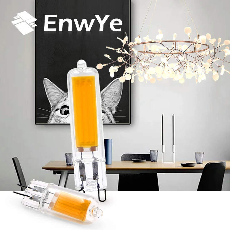 EnwYe 2 Вт 3 Вт Светодиодный светильник, сменный прожектор, хрустальная люстра, теплый белый COB G4 G9 лампочка, переменный ток 220 в 240 В