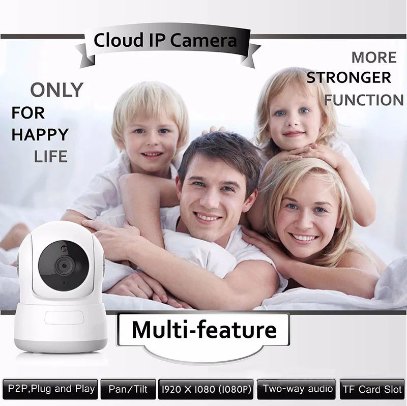 Смарт 1080P IP камера наблюдения безопасности аудио беспроводная камера 355°PZ Обнаружение движения ночное видение детский спальный монитор
