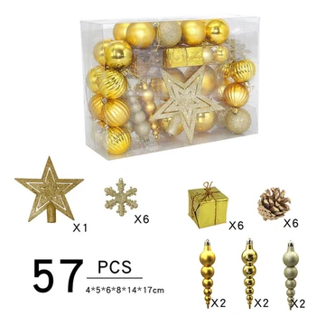 

57Pcs 35*12*26cm Golden Christmas Balls Xmas Tree Glitter Baubles Balls Ornament Decorations Baubles Party Wedding Ornament