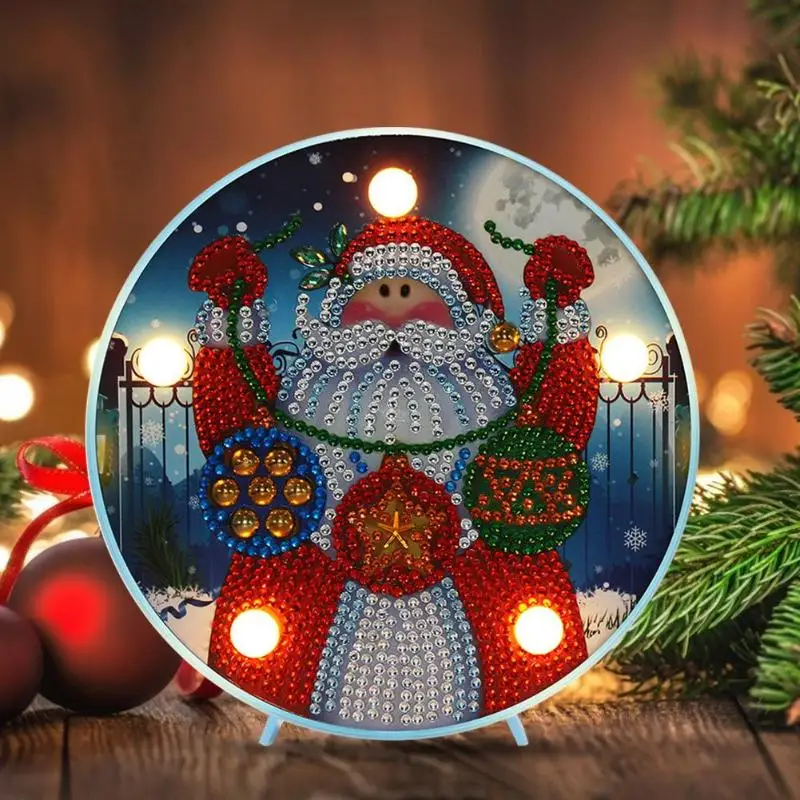 СВЕТОДИОДНЫЙ ночник в форме ромбовидной картины «сделай сам», Рождественский лось, снеговик, орнамент, настольный стол, ночные светильники для детской спальни