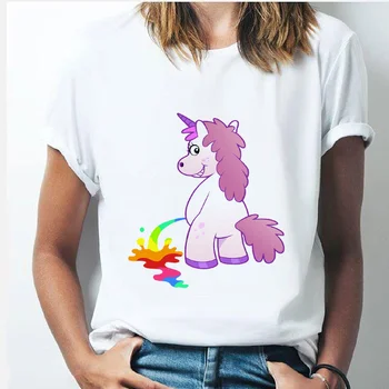 

Rainbow Unicorn tshirt 90s Women Harajuku Kawaii Ullzang White tshirtShort Sleeve tshirt Top Tees Female Tumblr Clothing TShirt