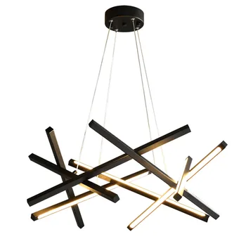 

Modern Linear LED Chandeliers Light For Dining Living Room Luxury Lustre Black Gold Art Deco Luminaire Suspension Hanging Light