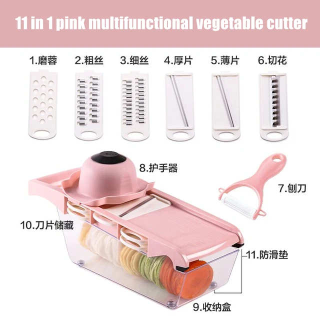 Vegetable Cutter Grater for Vegetables Slicers Shredders Multi Slicer Peeler Carrot Fruit 6 In 1 Gadgets Vegetable Cutting Tools Pink