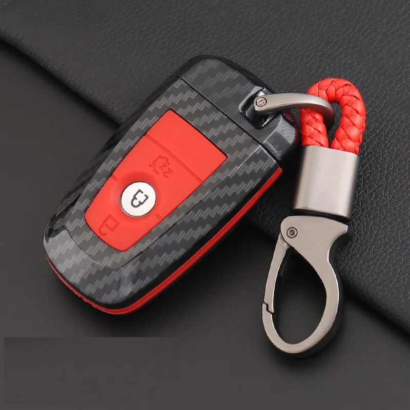 3button carbon red Углеродное волокно, АБС-пластик, автомобильный корпус умного ключа Крышка для Ford Fusion Mustang Explorer F-150 F-250 F-350 футляр для дистанционного ключа - Название цвета: 3button carbon red