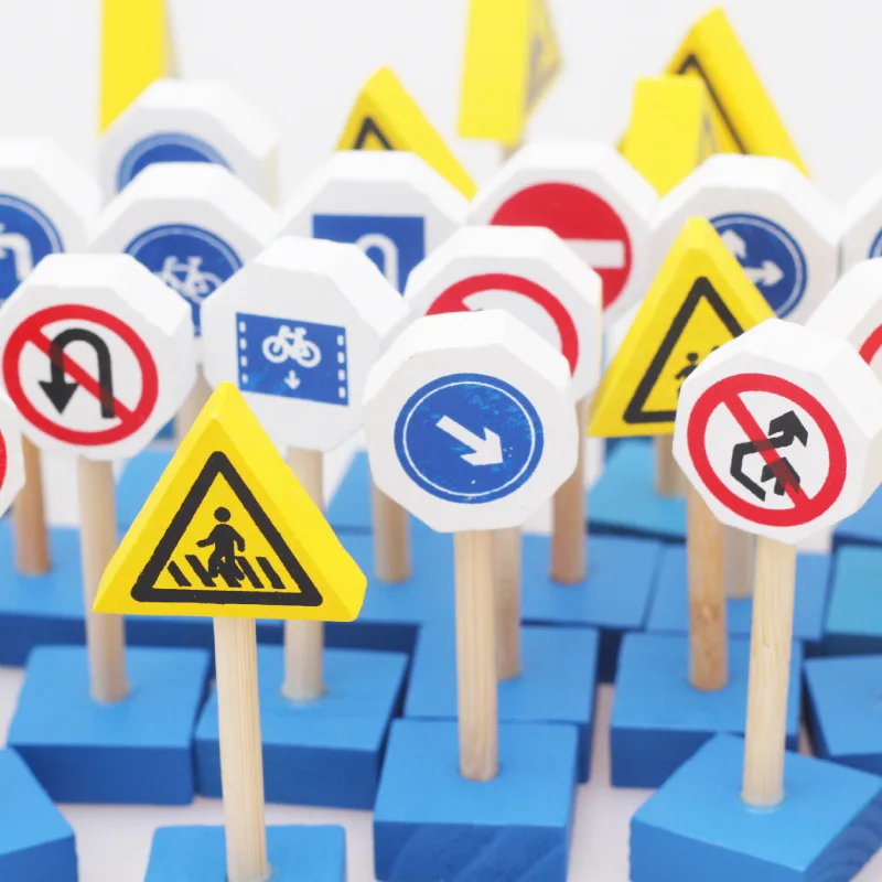 

Kindergarten Montessori Teaching Aids Traffic Lights Building Blocks Safe Cognitive Game Signs Children Wooden Educational Toys