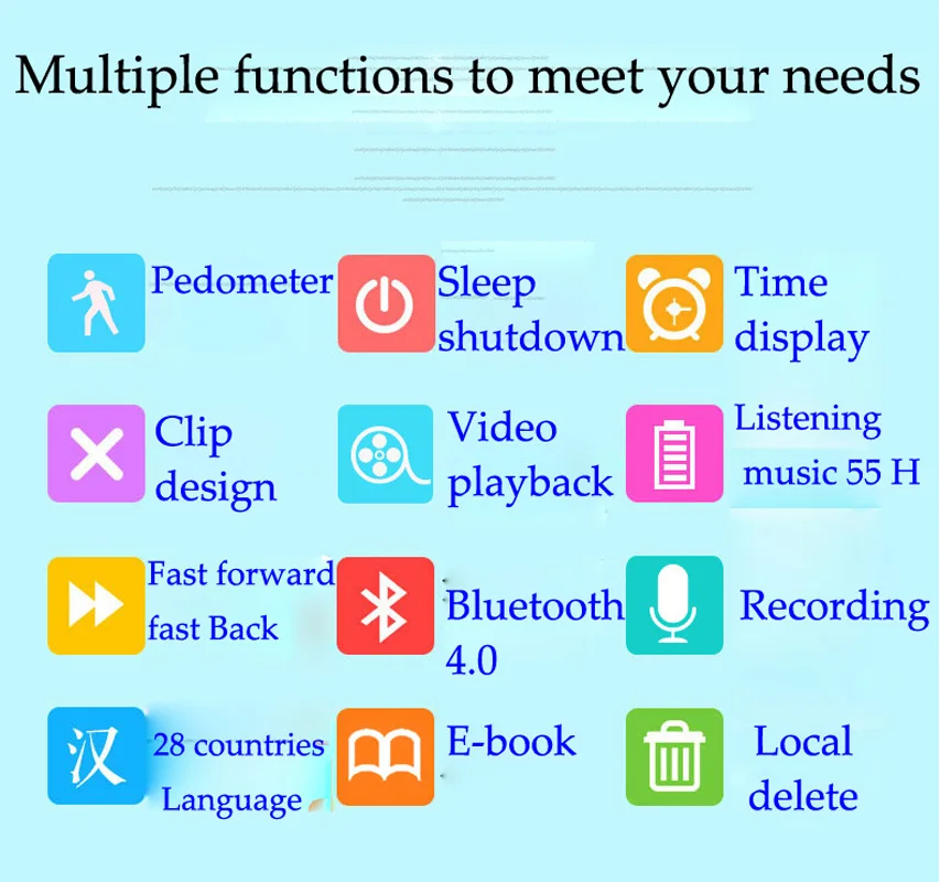 Спортивный Bluetooth MP3 плеер RUIZU X50 оригинальный с 8 Гб экраном для мини клипов