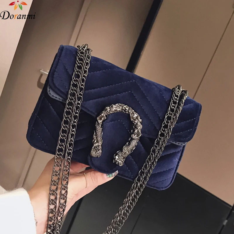 

DORANMI Velour Flap Bags For Women 2019 Luxury Brand Designed Square Shoulder Bag Female Crossbody Chain Strap Bag Bolso CBB300