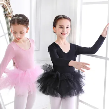 

New Girl's Dancing Dress One-Piece Ballet Skirt Long-Sleeved Yarn Skirt Tutu Children's Costume Ballet Clothes