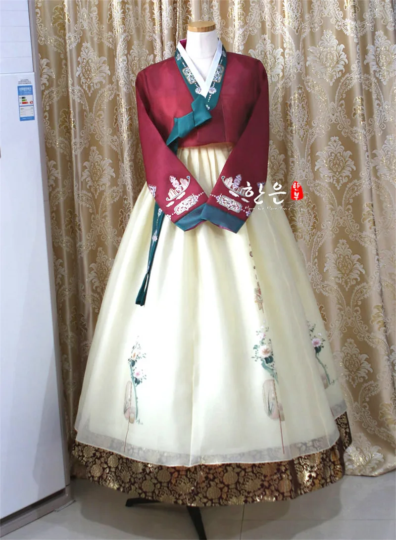

Корейское платье Hanbok импортная ткань/Новое улучшенное платье Hanbok/сценическое платье/тонкое платье