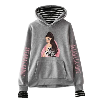 

New Arrival Ariana Grande Gray Hoodies Women Winter Fashion Casual Fake two piece Sweatshrit Ariana Grande Women's Hoody Clothes
