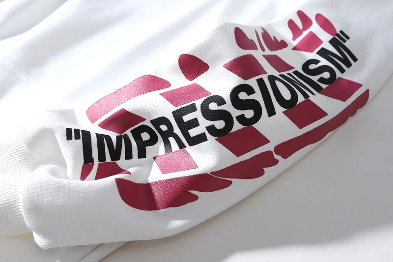 Рендеринг граффити стрелка "99" 19ss Off-White OW Мужчины/Женщины Осень Зима Повседневная хлопковая толстовка худи свободный жакет с капюшоном