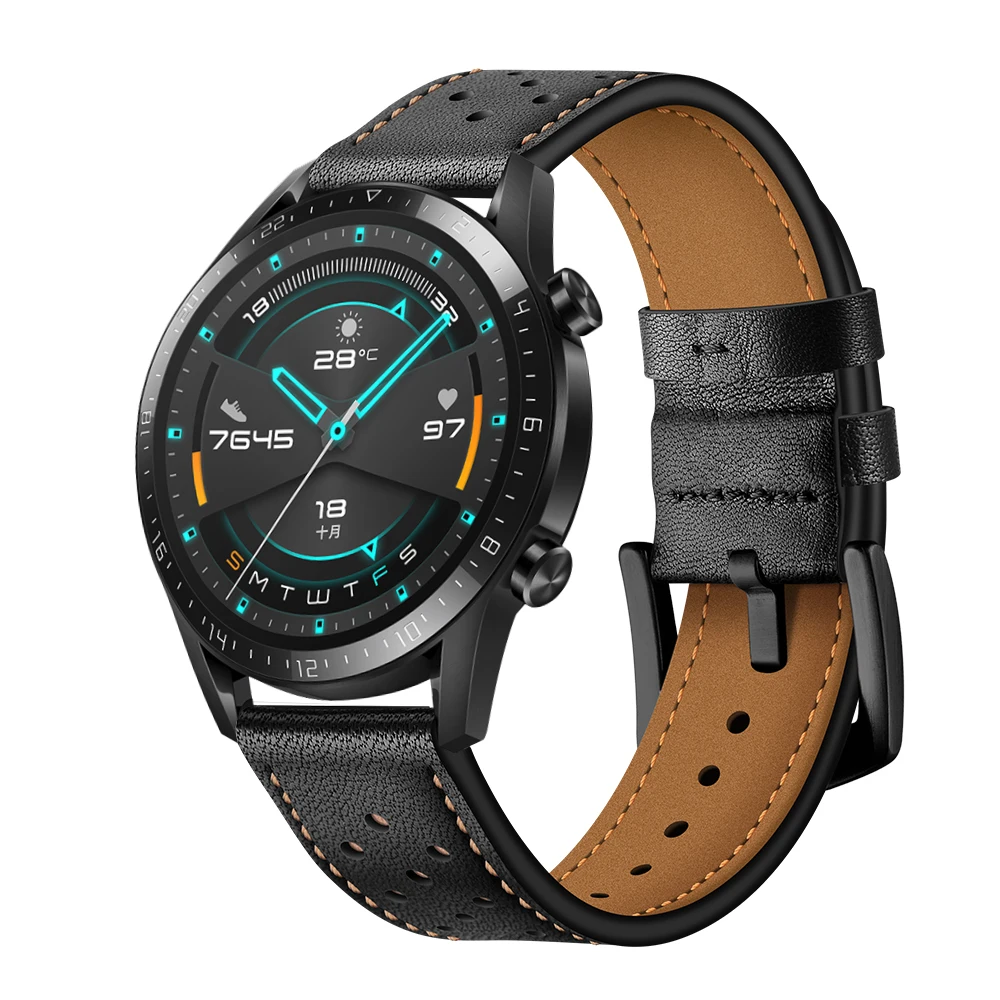 Кожаный ремешок для часов HUAWEI GT 2 46 мм ремешок для HONOR Magic/MagicWatch 2 Сменные аксессуары