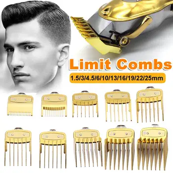 

10Pcs Golden Guide Comb Multiple Sizes Metal Limited Combs Hair Clipper Cutting Tool High Quality and Brand New For WAHL