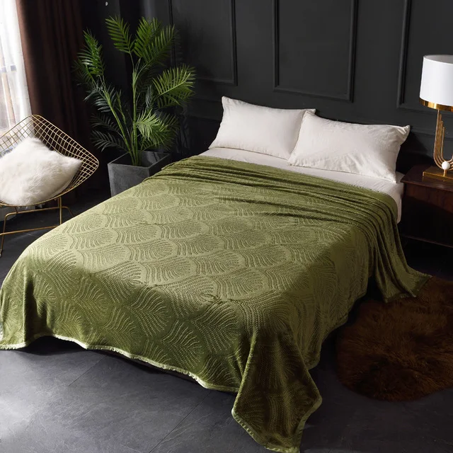 Мягкое теплое одеяло из кораллового флиса, зимнее покрывало, покрывало для дивана, 220Gsm, 6 размеров, светильник, тонкое фланелевое одеяло для механической стирки, s - Цвет: Green