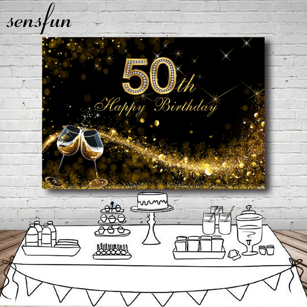 Фотофоны Sensfun 7 Х5 футов с черным золотом и блестками для мужчин женщин фотофоны