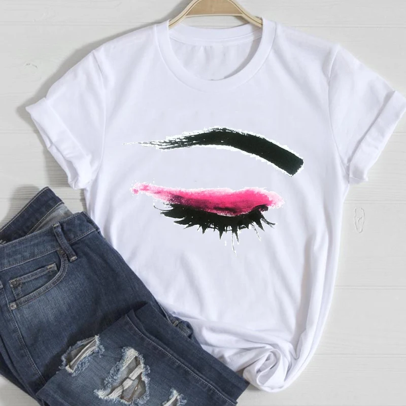 T-shirts Women Make Up Crown Fashion 90s Trend 2021 Spring Summer Clothes Graphic Tshirt Top Lady Print Female Tee T-Shirt